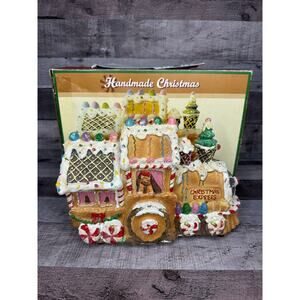 Vintage Cracker Barrel Train Fiber Optic Lighted Christmas Gingerbread As Is